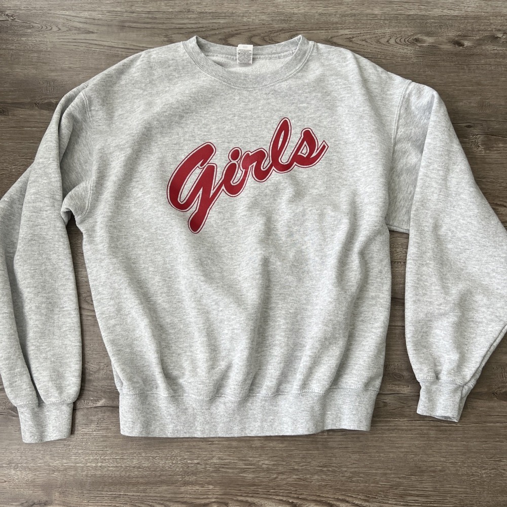 Fruit of the Loom "Girls" Puff Print Crewneck Sweatshirt Womens L Cozy Fleece